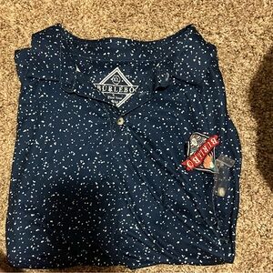 BURLEBO Men's Navy Speckled Casual Button Down Shirt